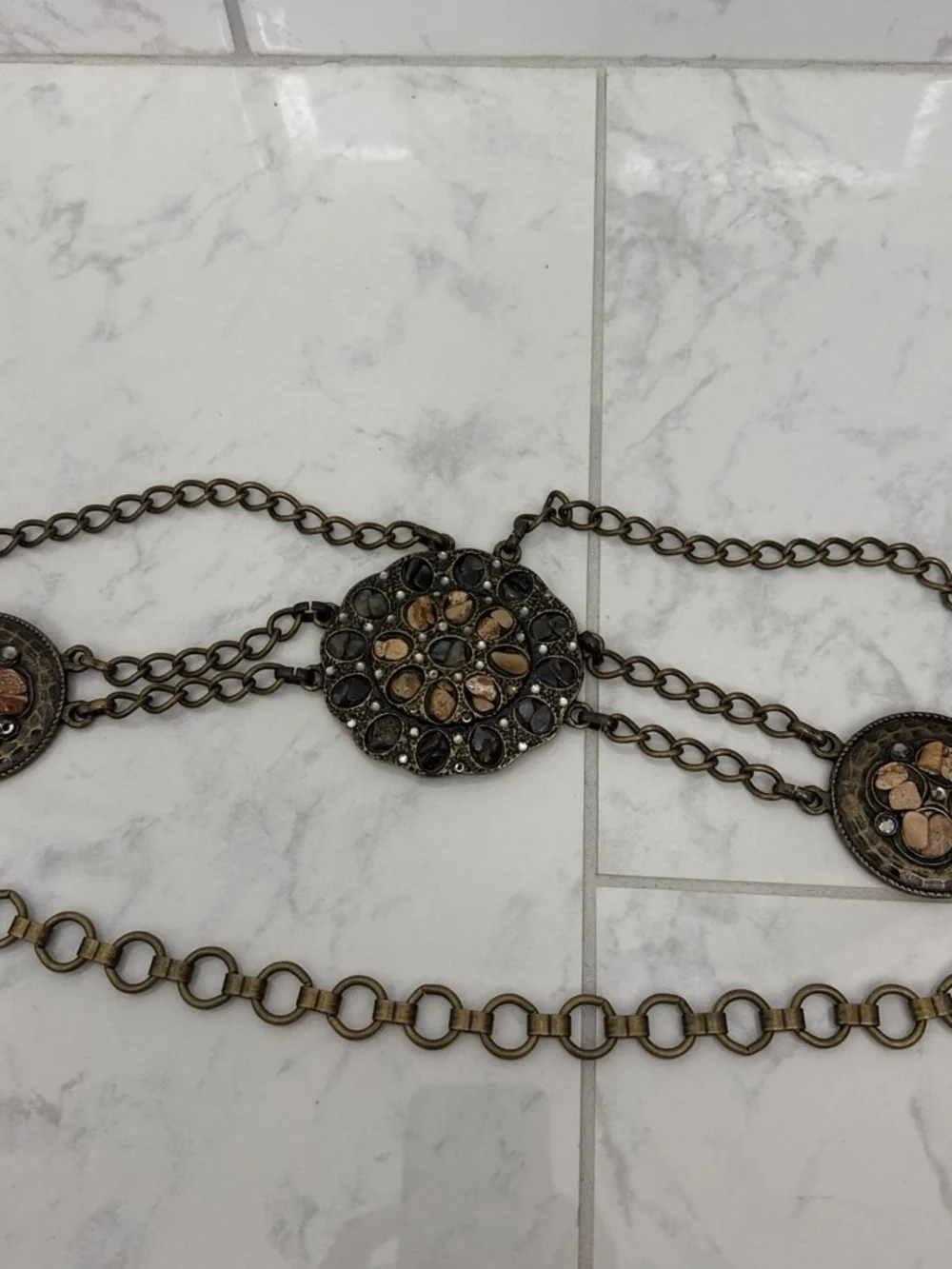 Bohemian Bronze-Tone Floral Medallion Belt